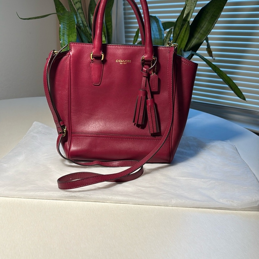 Coach Red Satchel with Adjustable Strap